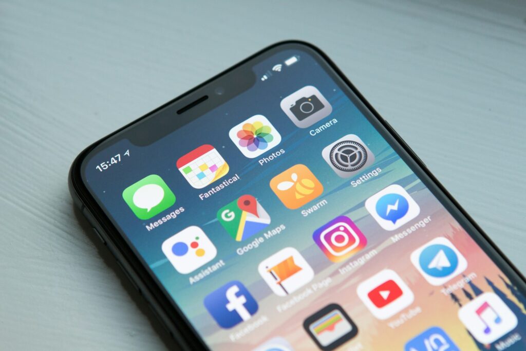 Smartphone home screen with productivity and daily life apps